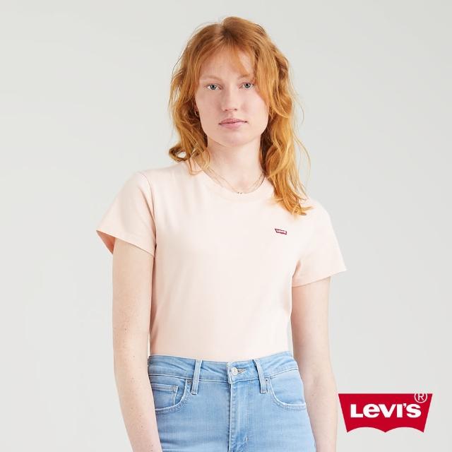 LEVIS【LEVIS】女款 短袖T恤 / 翻玩夏日Logo T / 迷你Logo 布章 / 有機面料 / 淡粉-人氣新品