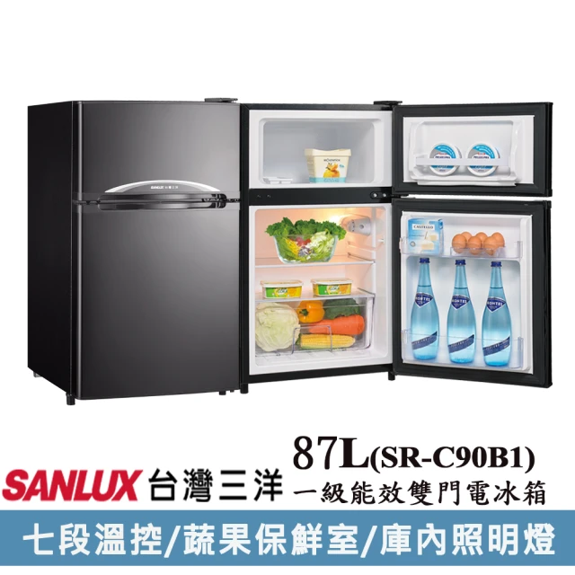 第03名 【SANLUX 台灣三洋】87公升ㄧ級能效雙門冰箱(SR-C90B1)