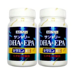 【Suntory 三得利】魚油DHA&EPA+芝麻明E x 2瓶(240顆)