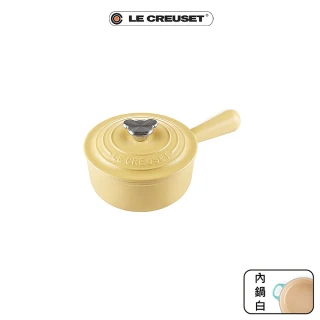 【Le Creuset】琺瑯鑄鐵單柄醬汁鍋16cm(含羞草黃-小熊鋼頭-內鍋白)