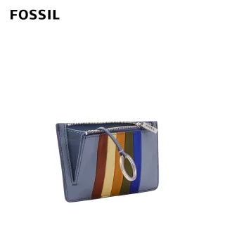 【FOSSIL】Logan 五彩拼接真皮卡片零錢包-薰衣草紫 SL6511550
