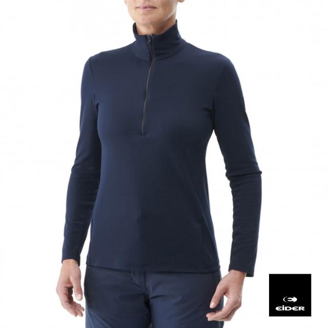 【EiDER】女保暖透氣長袖立領衫 / 9EIV4885-藍(透氣細刷毛)