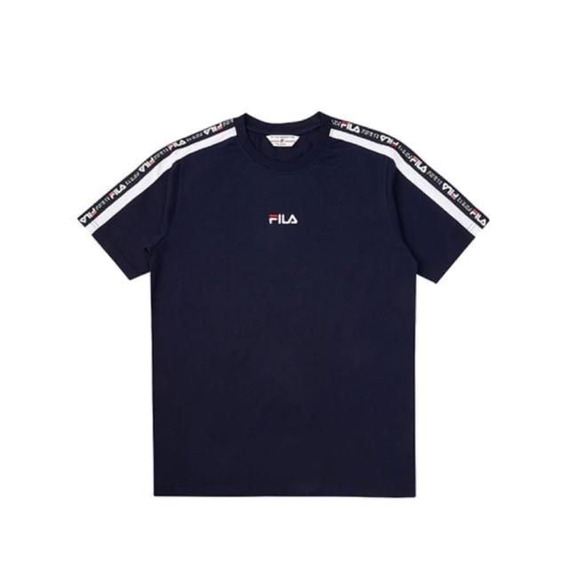 FILA【FILA】FILA 男女短袖純棉圓領 丈青 KAORACER 1TEV-5404-NV