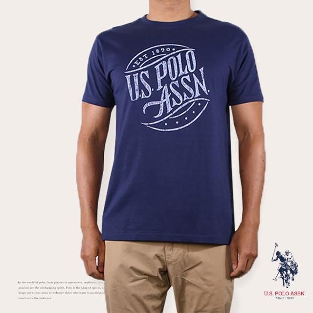 【U.S. POLO ASSN.】經典文字短袖T恤-藏藍色(熱銷經典)