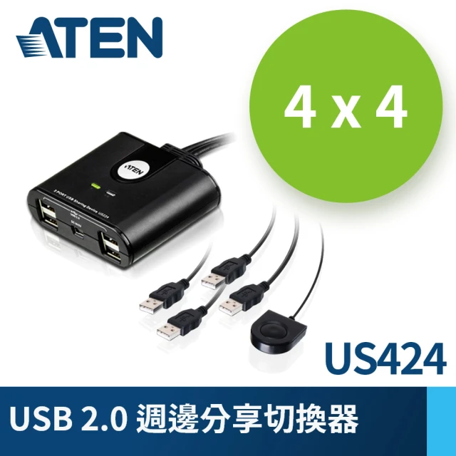 【ATEN】4 x 4 USB 2.0 週邊分享切換器(US424)