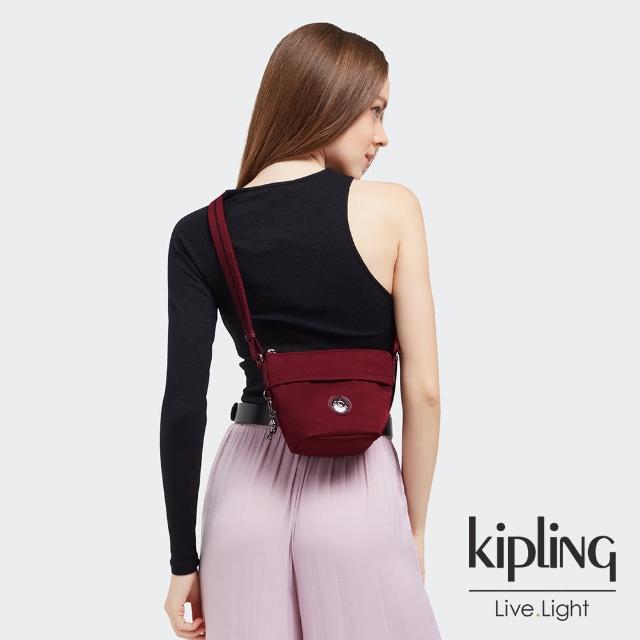 【KIPLING】大人感紅酒色大開口簡約肩背包-SONJA MINI