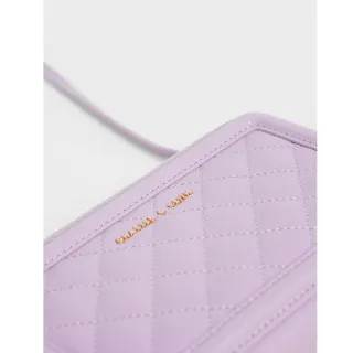 【CHARLES & KEITH】菱格紋手拿皮夾-紫丁香色