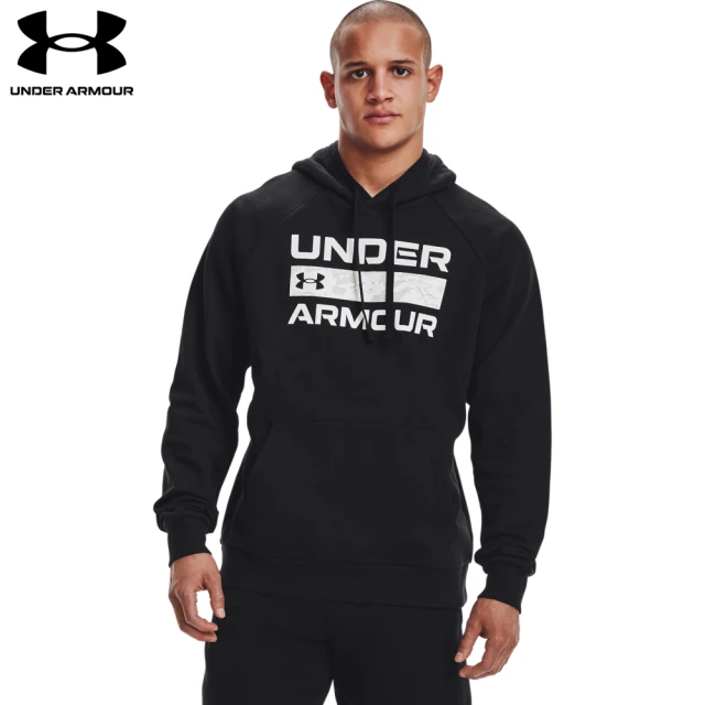 【UNDER ARMOUR】UA 男 Rival Fleece連帽長袖套頭衫_1366363-001(黑)