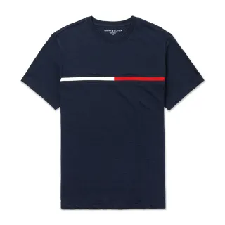 【Tommy Hilfiger】TOMMY 經典刺繡文字Logo圖案短袖T恤-深藍色(平輸品)