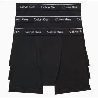 【Calvin Klein 凱文克萊】COTTON 短版四角男內褲 透氣棉質 黑色 3件一組(ck 黑色 nb2921901)