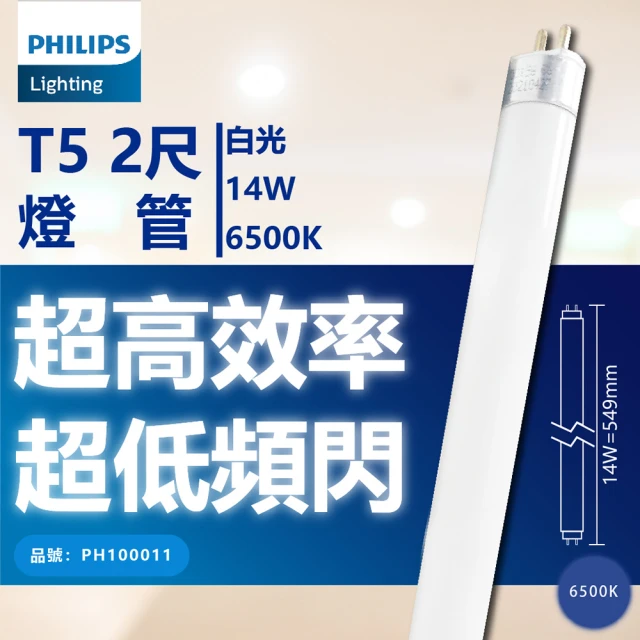 【Philips 飛利浦】40支/箱 TL5 14W 865 晝白光 三波長日光燈管 陸製 _ PH100011