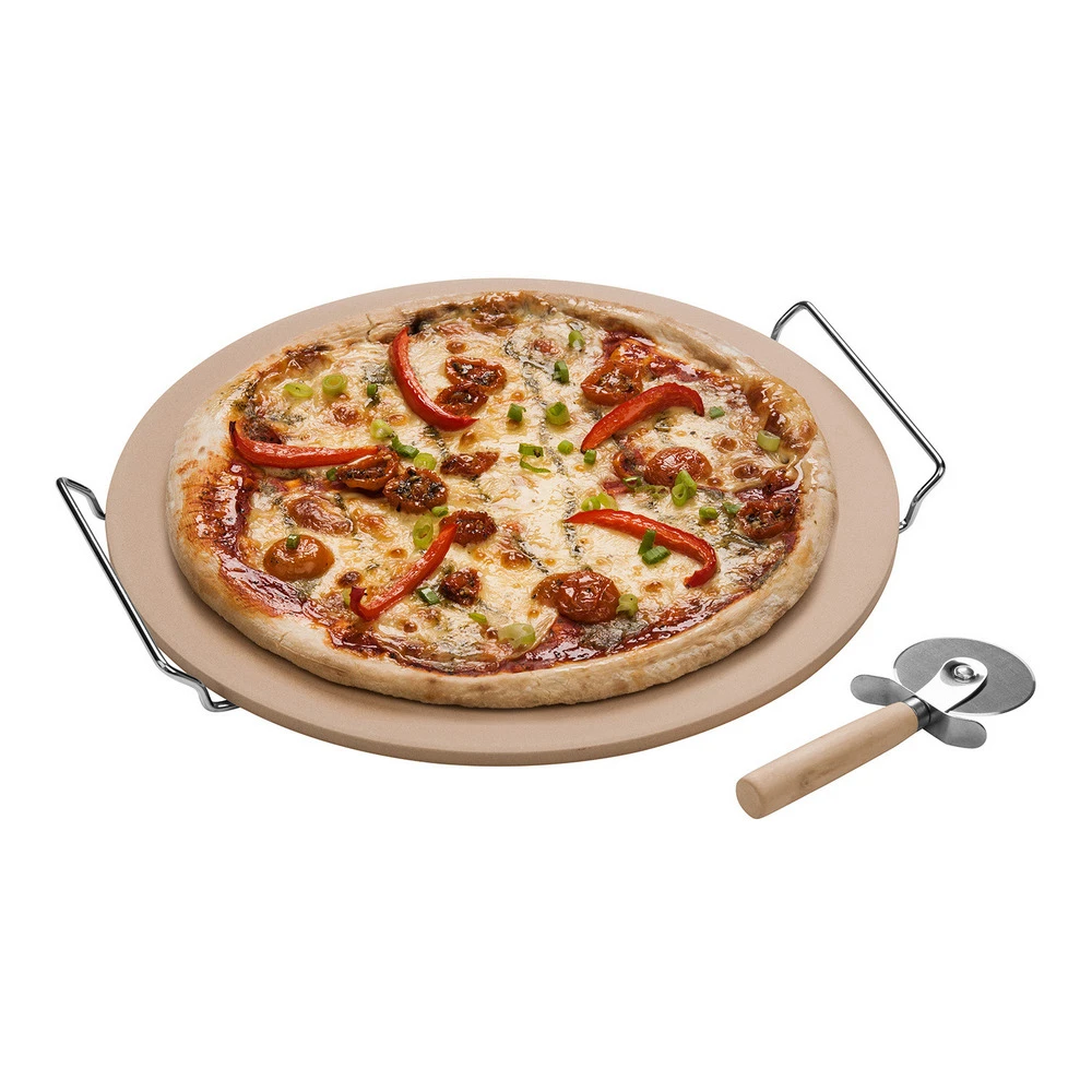 【Premier】披薩刀+石陶披薩烤盤(38cm)
