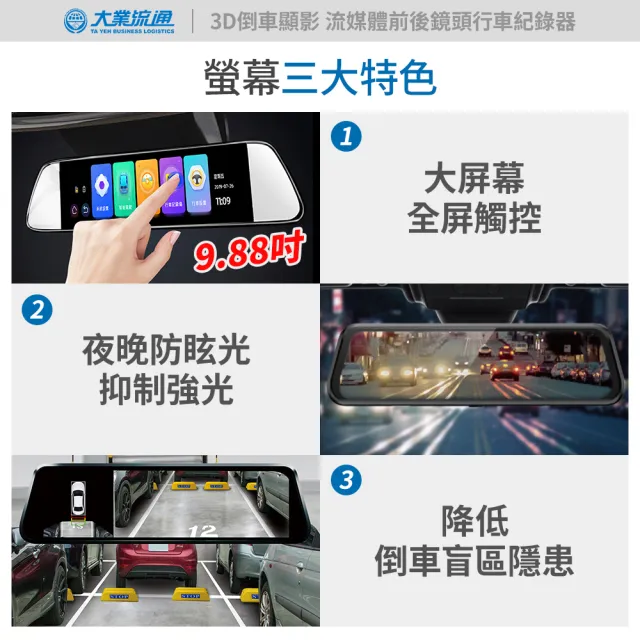 鷹之眼 3d倒車顯影前後鏡頭行車記錄器全景ts碼流以秒存檔大螢幕倒車 加送32g卡 噴霧器 安裝卷 Momo購物網