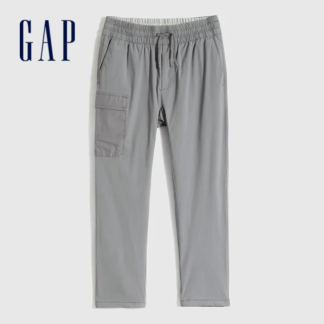 【GAP】男童 工裝風速乾直筒長褲(733286-煙灰色)