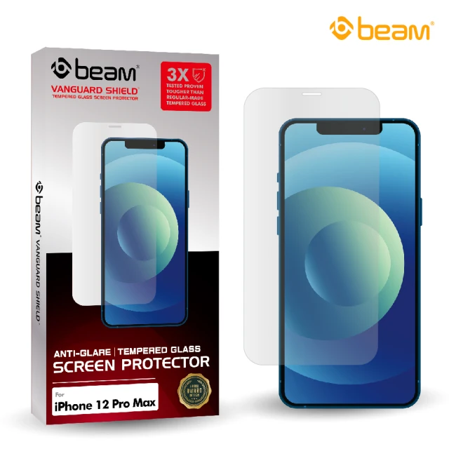 【BEAM】iPhone 12 Pro Max 6.7吋抗眩光耐衝擊鋼化玻璃保護貼(iPhone 12手機保護貼)