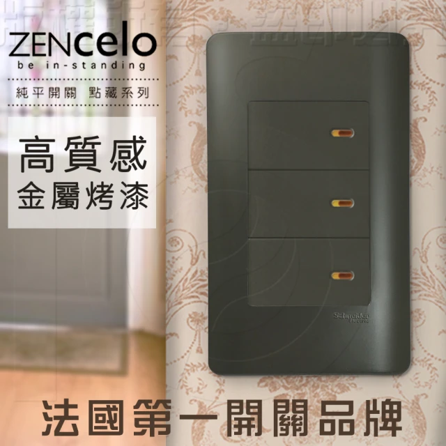 【SCHNEIDER】ZENcelo系列 三切三路純平開關_鐵灰色