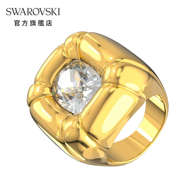 SWAROVSKI 施華洛世奇【SWAROVSKI 施華洛世奇】Dulcis 個性戒指枕形切割Swarovski水晶 黃色 鍍金色色調 55