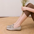 【FAIR LADY】小時光 格紋拼接馬銜釦平底樂福鞋(格紋灰、502299)