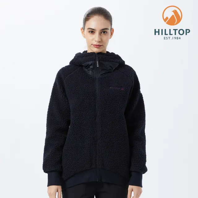 【Hilltop 山頂鳥】女款保暖搖粒絨連帽刷毛外套(H24FK3 深藍)