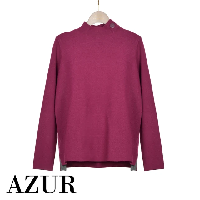 【AZUR】圓釦造型領針織上衣