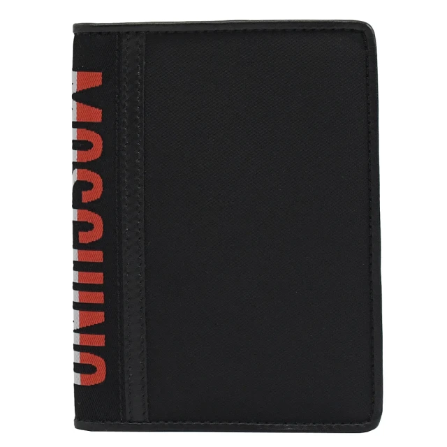 MOSCHINO【MOSCHINO】品牌國旗英文LOGO信用卡護照短夾(黑)