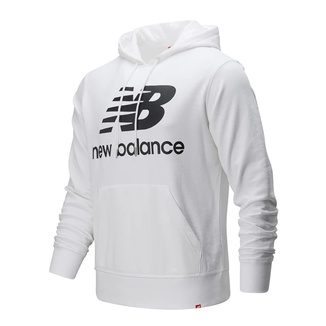 【NEW BALANCE】NB 上衣 男款 長袖上衣 帽T 運動 白 AMT91547WK