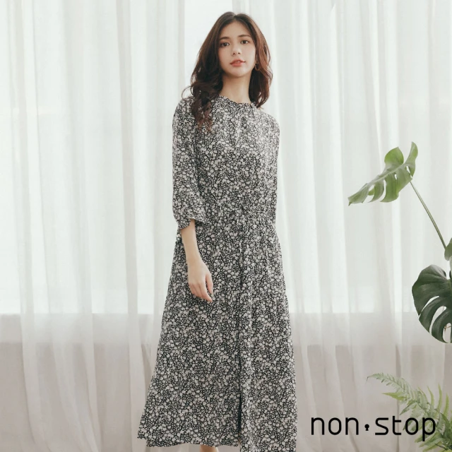 non-stop【non-stop】浪漫碎花腰綁帶長洋裝-1色