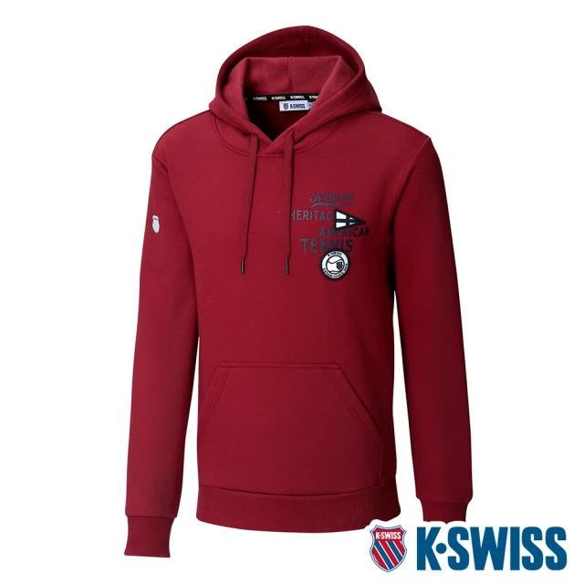 K-SWISS【K-SWISS】刷毛連帽上衣 Patches Hoody-男-紅(105727-612)