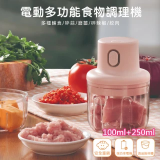 【OKAWA】電動多功能食物調理機 100ml+250ml(寶寶輔食 鮮食 搗蒜器 搗蒜機 迷你切菜機)