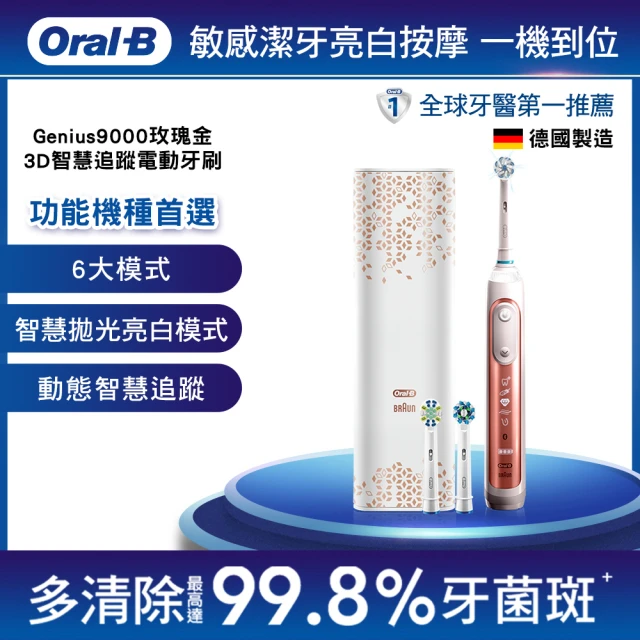 【德國百靈Oral-B-】3D智慧追蹤電動牙刷Genius9000(2年份刷頭組)