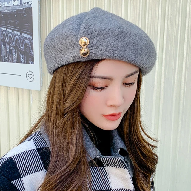 Acorn 橡果【Acorn 橡果】韓系網紅貝蕾帽畫家帽南瓜帽遮陽帽八角帽1718(灰色)