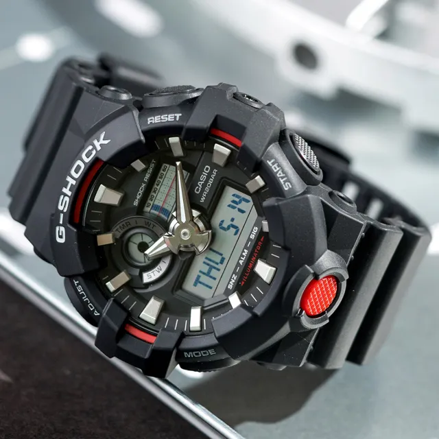 G-SHOCK】強悍粗曠時尚潮流錶-黑x紅(GA-700-1ADR) - momo購物網