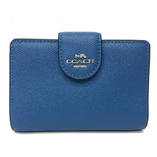 【COACH】新款LOGO鈔票零錢袋中夾(藍)