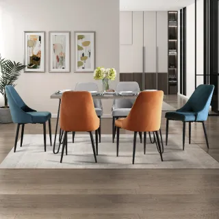 【FL 滿屋生活】一桌六椅-FL 現代時尚餐桌椅組(限量組合/新品上市/實木餐桌椅/美式現代風格)