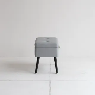 【日本 ICHIBA】ICHIBA 多功能造型收納皮革椅凳-灰色(收納/儲物箱/矮凳/矮椅/邊桌/穿鞋椅)