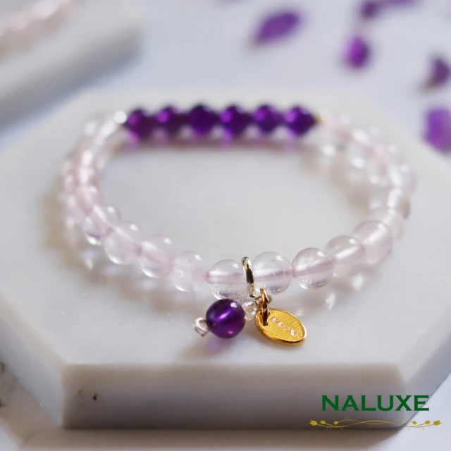 Naluxe【Naluxe】冰種粉晶+紫水晶設計款開運手鍊(招桃花旺人緣招財迎貴人)