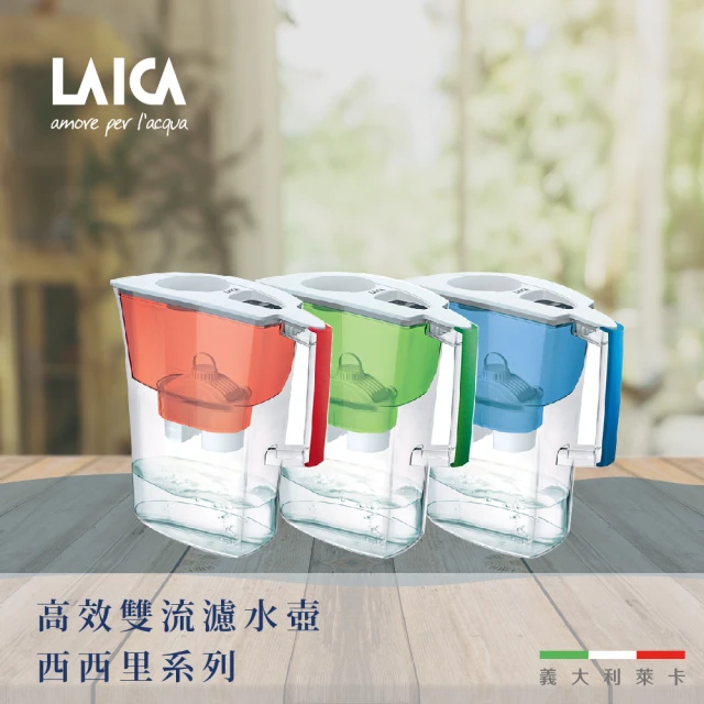 【LAICA 萊卡】西西里3.0L雙流濾水壺秒殺破盤檔(1壺1芯 3色可選)