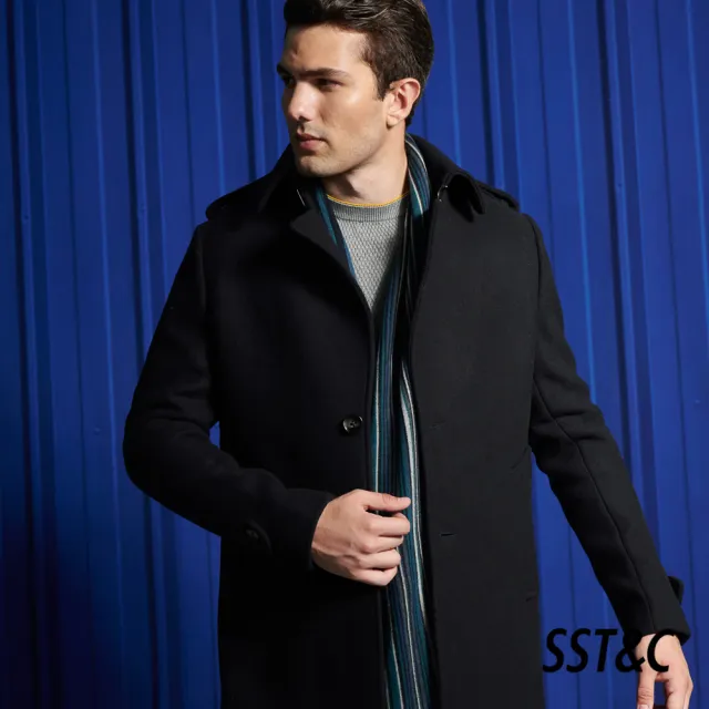 【SST&C】藏青單排釦羊毛短大衣0612111003