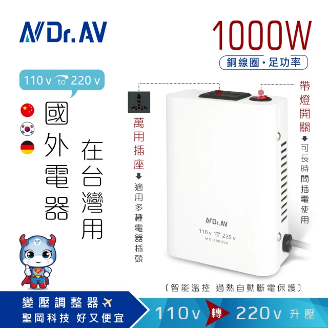 Dr.AV 聖岡科技【Dr.AV 聖岡科技】MX-1000VA 旗艦級 溫控保護 電壓調整器(升壓器 電壓調整器 變壓器)