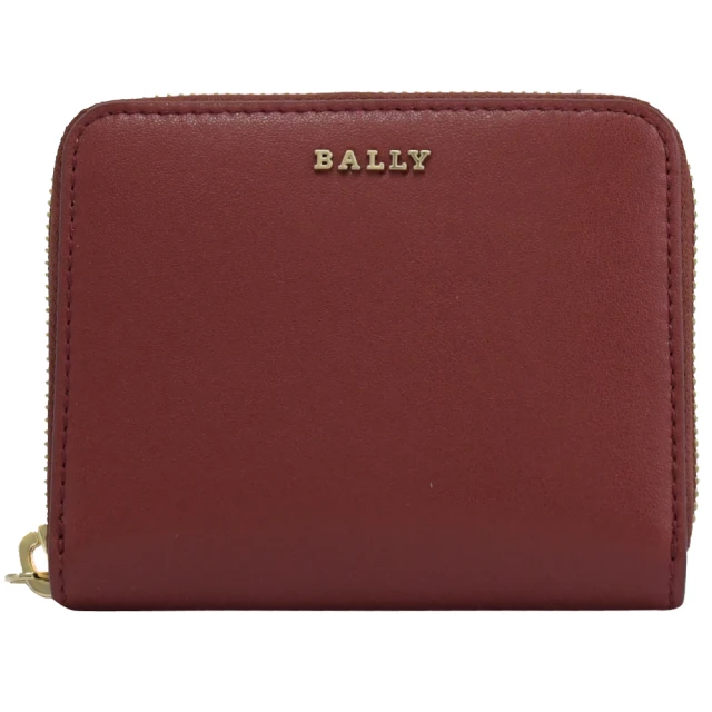 【BALLY】簡約金屬LOGO小牛皮信用卡零錢包短夾(紅)