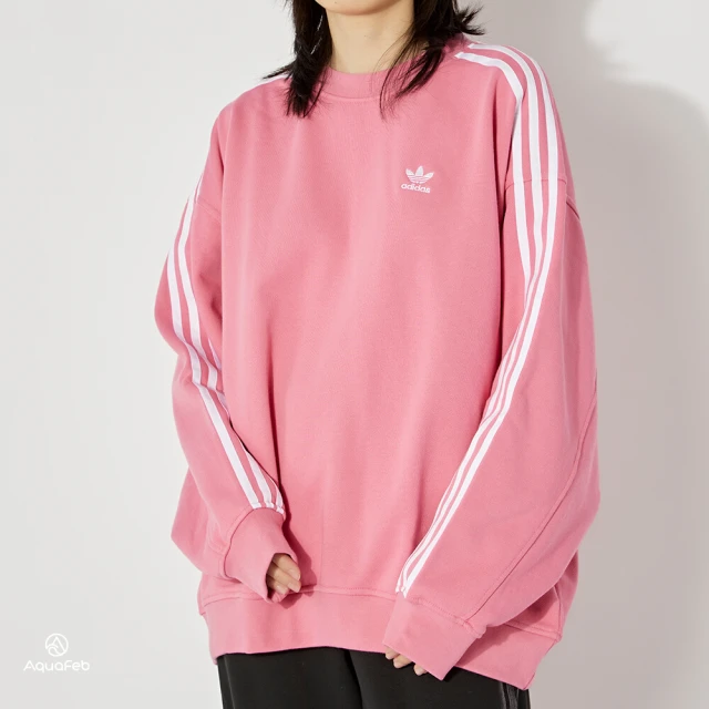 【adidas 愛迪達】OS Sweatshirt 女款 玫瑰粉色 運動 休閒 長袖 H33542