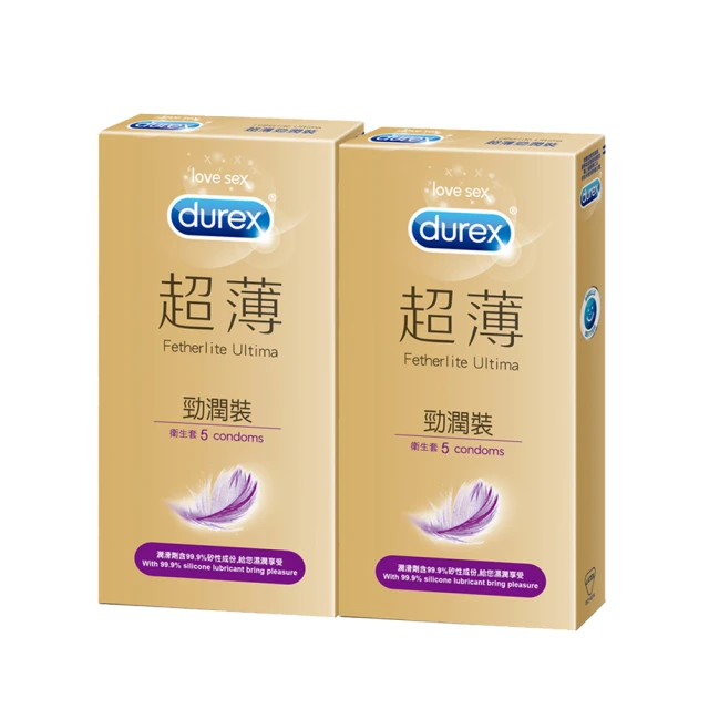 【Durex杜蕾斯】超薄勁潤裝保險套2盒(5入/盒)