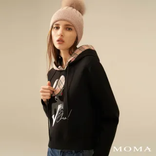 【MOMA】帽子女孩太空棉連帽衛衣(黑色)