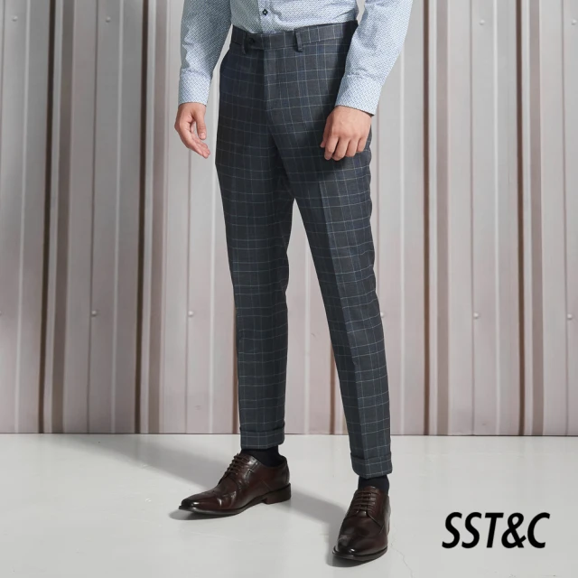 【SST&C 新品上市】淺灰格紋修身西裝褲0212112001