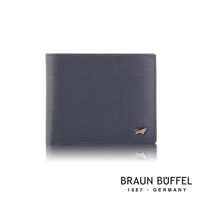 【BRAUN BUFFEL 德國小金牛】台灣總代理 波索 4卡零錢袋皮夾-藍色(BF386-315-NY)