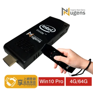 【Nugens 捷視科技】Nugens HDMI迷你電腦棒+無線語音簡報鍵鼠(4G64G)