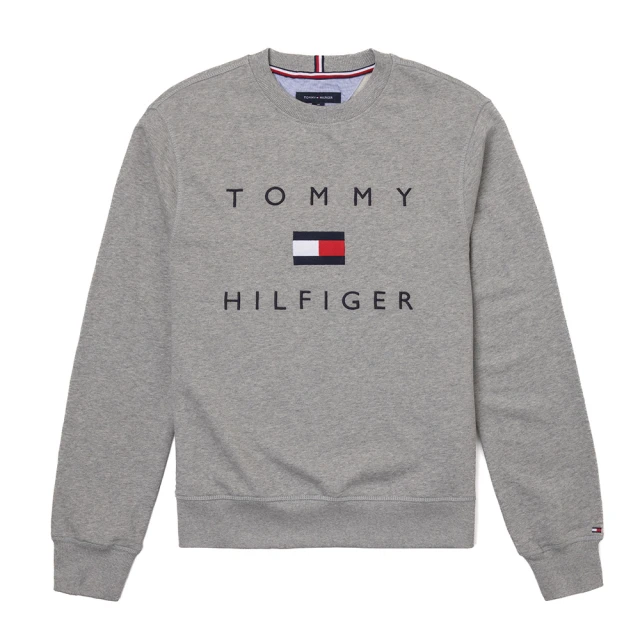 【Tommy Hilfiger】TOMMY 經典LOGO文字大學T恤-灰色(百搭爆款/可男女搭配/平輸品)
