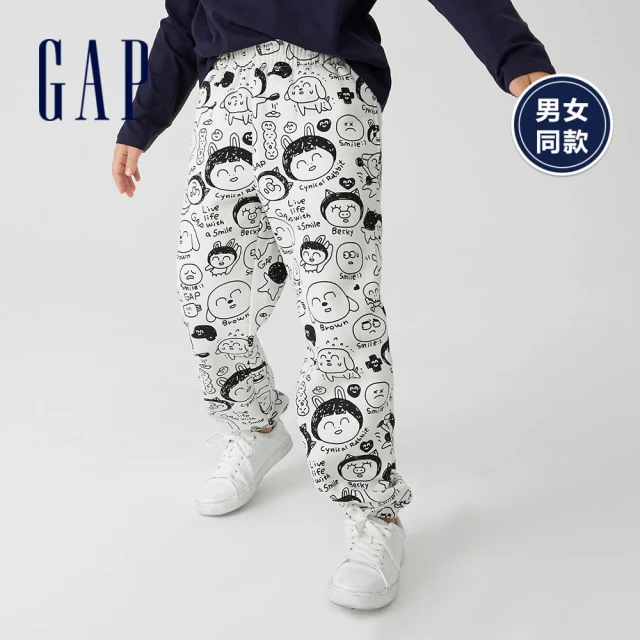 GAP【GAP】男童 Gap x HOZO聯名系列碳素軟磨刷毛休閒褲(846678-白色)