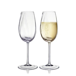 【ROGASKA 盧斯卡】藍色東歐-鬱金香杯 水晶香檳杯320ml-2入香檳杯(手工酒杯無鉛立體曲線氣泡酒杯白酒高粱)