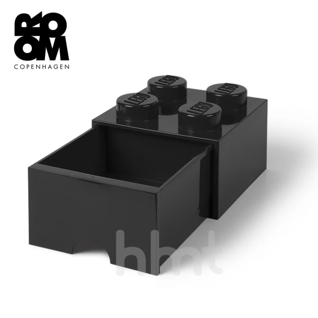 【LEGO 樂高】LEGO Brick Drawer 4樂高積木經典方塊四紐抽屜盒收納盒-黑色(樂高收納盒)